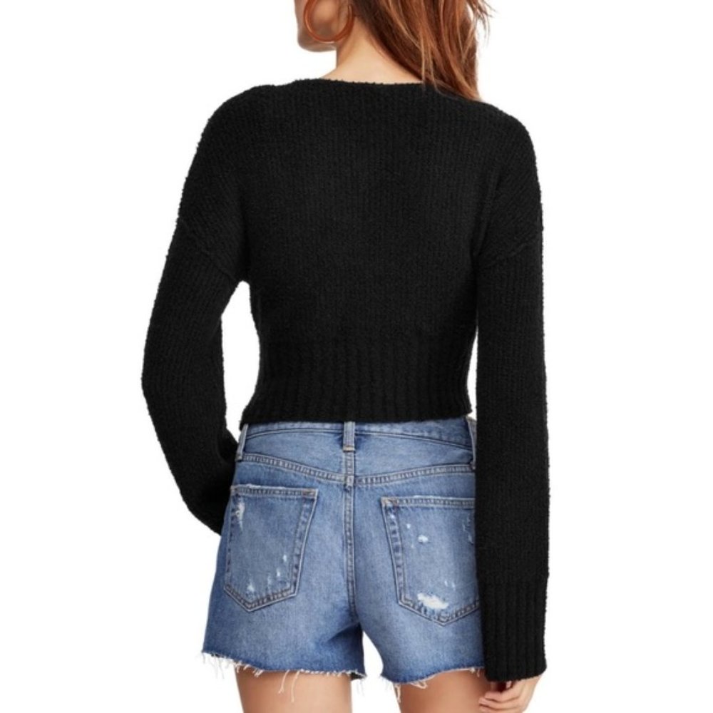NWT FREE PEOPLE Sensual Wrap Sweater Black - Picture 2 of 2